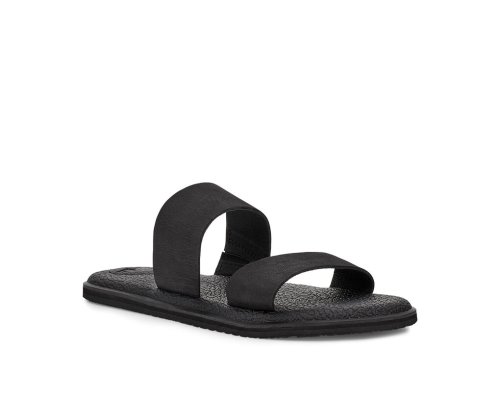Claquette Sanuk Yoga Gora Cuir Femme - Noir JYHIWE408